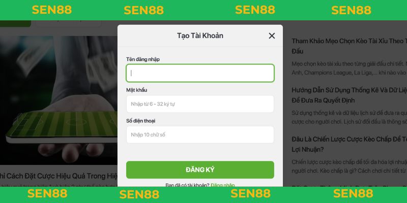 Đăng Ký SEN88 - Tận Hưởng Trải Nghiệm Một Cách Trọn Vẹn Đăng ký SEN88 với 3 bước đơn giản