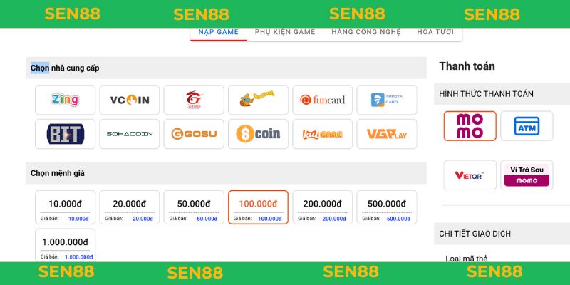 Nạp Tiền SEN88 - Bắt Đầu Hành Trình Cá Cược Đỉnh Cao Nạp tiền SEN88